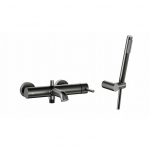 Bateria wannowa KFA 5034-520-61 / KFA / MOZA / BATERIA WANNOWA POZIOMA, ŚCIENNA + ZESTAW NATRYSKOWY PUNKTOWY PREMIUM, GUN METAL GREY PVD | 5907571505949 | 5907571505949