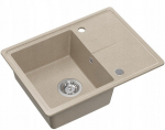 Zlewozmywak GraniteQ TONY 116 GraniteQ zlewozmywak granitowy river sand (beż) 1-komorowy z/o (60x45x18,5),  z syfonem i zaślepką  stal szlachetna | brak | 5906954201669