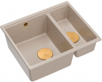Zlewozmywak GraniteQ LOGAN 150 zlewozmywak PEARL BEIGE 56x46x22 cm 1,5-komorowy b/o podwieszany + syfon manualny miedź save space | brak | 5906954200150