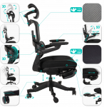 Krzesło biurowe Songmics Nario-500 Niezwykle ergonomiczny fotel biurowy z podn&oacute;żkiem i pełną regulacją | NARIO-500-BLACK | 3760280392208