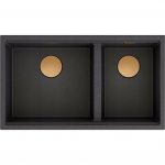 Zlewozmywak GraniteQ CLARK 842 Hard Rock zlewozmywak 2-komorowy podwieszany 840x485x255 mm onyx + odpływ miedziany, syfon save space + zaczepy | brak | 5904310995610