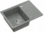 Zlewozmywak GraniteQ TONY 116 GraniteQ zlewozmywak granitowy silver stone (szary) 1-komorowy z/o (60x45x18,5),  z syfonem i zaślepką  stal szlachetna | brak | 5906954201676