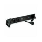 Listwa zasilająca Bachmann DESK2 ALU BLACK 2xprotect.USBC, ładowarka USB 60 W, 1xABD 0,2 m GST18 | 4057298084102 | 4057298084102