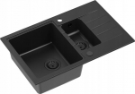 Zlewozmywak GraniteQ PETER 156 zlewozmywak granitowy pure carbon 1,5-komorowy z/o (78x50x20) z syfonem pure carbon i zaślepką kol. czarny | brak | 5904310998192