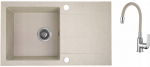 Zlewozmywak Laveo AQ.901-1012505 / AQUAFORM / MARANELLO ELASTICO / ZLEW GRANIT BEŻ 44X76CM , 1K+OC , BATERIA ELASTYCZNA , SYFON / | 5905358226568 | 5905358226568