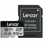 Karta pamięci Lexar High-Performance Silver Plus microSDXC 512GB + adapter | LMSSIPL512G-BNANG | 30843367135357
