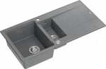 Zlewozmywak GraniteQ EVAN 156 zlewozmywak z syfonem Push To Open 1,5-komorowy z/o (1000x500x210, kom. 420x480) silver stone / elementy stalowe | brak | 5904310997614
