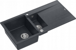 Zlewozmywak GraniteQ EVAN 156 zlewozmywak z syfonem Push To Open 1,5-komorowy z/o (1000x500x210, kom. 420x480) black diamond / elementy stalowe | brak | 5904310997607