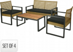 Ambiance Komplet mebli ogrdowych, plecione siedziska z drewnianym stolikiem | 8720573855310 | 8720573855310