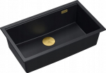Zlewozmywak GraniteQ LOGAN 110 zlewozmywak pure carbon 76x44x23,5 cm 1-komorowy wpuszczany z syfonem manualnym złoty | brak | 5905505500169