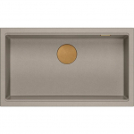 Zlewozmywak GraniteQ Logan 110 soft taupe 76x44x23,5 cm 1-komorowy podwieszany z syfonem manualnym miedziany | HQD7644U4_PVDC1_U-QDR | 5905505500442