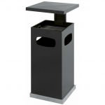 HAGLEITNER Waste bin with ashtray, V-Part, anthracite, galvanized steel/powder-coated steel, 70 ltr. with metal inner bin, fireproof, outdoor, prepared for ground mounting incl. material | 170723 | 8713631032501
