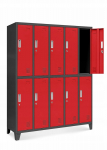 Jan Nowak Szafa socjalna ubraniowa BHP 10-drzwiowa antracytowo-czerwona: BARTEK, 1360 x 1720 x 450 mm | 5902560334968 | 5902560334968