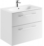 Zestaw umywalki meblowej Geberit Selnova Square, slim, z szafką pod umywalkę, dwie szuflady 80 cm Biały / Lakierowany na wysoki połysk | 501.240.00.1 | 4025410741776