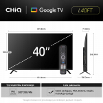 Telewizor CHiQ CHiQ L40FT TV 40'', FHD, smart, Google TV, dbx-tv, Dolby Audio, Frameless | L40FT | 8592344206023