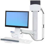 Ergotron Ergotron Sit-Stand Combo System Mit CPU-Halter klein - Befestigungskit (Tastatur-Tablett, CPU Wandhalterung, einstellbarer Monitorarm) - fur LCD-Display / PC-Ausrustung - kleiner CPU-Halter - Aluminium, hochwertiger Kunststoff - weiss - Bild ...