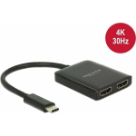 Delock Splitter Video USB-C -> 2x HDMI 4K Czarny (87719) | 87719 | 4043619877195