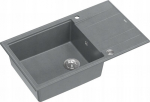 Zlewozmywak GraniteQ EVAN 136 XL zlewozmywak z syfonem Push To Open 1-komorowy z/o (860x500x210, kom. 420x490) silver stone / elementy stalowe | brak | 5904310997850