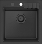 Zlewozmywak GraniteQ PETER 110 zlewozmywak granitowy pure carbon 1-komorowy z/o (50x52x20) z syfonem pure carbon | brak | 5904310998185