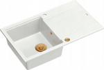 Zlewozmywak GraniteQ EVAN 111 zlewozmywak z syfonem Push 2 Open 1-komorowy z/o (860x500x210) snow white / elementy miedziane | brak | 5904310997393
