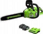 Greenworks 2x24 V pilarka łańcuchowa 36 cm GD24X2CS36K4X zestaw z ładowarką i 2x aku 4.0 Ah | GR2006507UD | 6952909065052