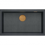Zlewozmywak GraniteQ LOGAN 110 zlewozmywak black diamond 76x44x23,5 cm 1-komorowy podwieszany z syfonem manualnym miedziany | HQD7644U8_PVDC1_U-QDR | 5905505500213