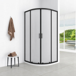Aptel AQ.100-501108 / AQUAFORM / AZUL / KABINA P&Oacute;ŁOKRĄGŁA 90/185 BLACK MATT, SZKŁO MROŻONE FABRIC 5MM EASY CLEAN / | 5903332939497 | 5903332939497