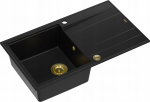 Zlewozmywak GraniteQ EVAN 111 zlewozmywak z syfonem Push 2 Open 1-komorowy z/o (860x500x210) pure carbon / elementy złote | brak | 5904310997461