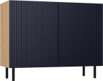 Topeshop Komoda z ryflowanymi frontami, 100x40x78 cm, dąb artisan, granatowy | M-MP-K-KAMA-2D SLIM-ARG | 5904507205515