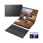 Asus | Zenbook Duo UX8407AA-SN066W | Moher Gray | 14 " | OLED | Touchscreen | 2.8K | 2880 x 1800 pixels | 144 Hz | Anti-Reflective | Intel Core Ultra X9 | 378H | 32 GB | LPDDR5X | Solid-state drive capacity 2000 GB | Intel Arc Graphics | Windows 11 P ...