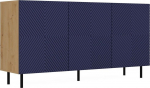 Topeshop Komoda do sypialni, 3 drzwi, Kama, 150x40x78 cm, dąb artisan, granatowy | M-MP-K-KAMA-3D/K-ARG | 5904507205478