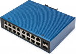 Switch Digitus Digitus 16-portowy przełącznik sieciowy Gigabit Ethernet, przemysłowy, niezarządzany, 2 łącza SFP | DN-651138 | 4016032486084
