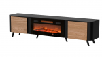 Cama Volare RTV cabinet 200 x 39 x 49 cm black/walnut + fireplace | VOLARE 410052 | 5903815009792