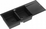 Zlewozmywak GraniteQ EVAN 121 zlewozmywak z syfonem Push To Open 2-komorowy z/o (1160x500x210, kom. 420x340) pure carbon / elementy pure carbon | brak | 5904310998406