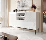 ABETO chest of drawers on black steel frame 150x42x90 white/gloss white | ABETO KOM+ST BI | 5903815007033