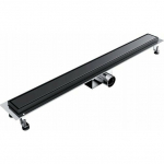 SpiroFlex 500 liniowe odwodnienie prysznicowe AQUA STEEL LA BLACK z rusztem gładkim BGM (S) | SX-OLA500BGM | 5903661102876