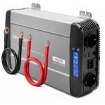 Przetwornica Qoltec napięcia Pure Sine Wave 12V na 230V 2000/4000W UPS BYPASS LCD USB USB-C Kompatybilna z LiFePO4 GEL AGM | 52697 | 5901878526973
