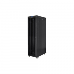 Standing rack cabinet 19 inches 47U 800x1200mm, glass LCD doors (FLAT PACK) black | FF01-8247-12BL | 5901969440249
