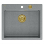 Zlewozmywak GraniteQ MORGAN 110 zlewozmywak silver stone z syfonem Push To Open kol. złoty 1-komorowy b/o + zaczepy 4 szt | brak | 5904310997096