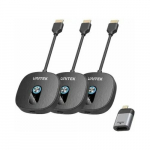 System przekazu sygnału AV Unitek Bezprzewodowy transmiter HDMI 1080p, 1 nadajnik + 2 odbiorniki, czarny | V1711ABK01 | 4894160060068