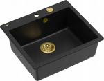 Zlewozmywak GraniteQ MORGAN 110 zlewozmywak pure carbon z syfonem Push To Open kol. złoty 1-komorowy b/o + zaczepy 4 szt | brak | 5904310997102