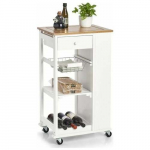 Zeller W&oacute;zek kuchenny, bambus / MDF, biały, 50 x 37 x 86,5 cm | 13788 | 4003368137889
