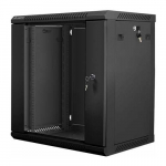Wall-Mounted Rack 19 12U 600X450mm black (glass door) | WF01-6412-10B | 5901969403138