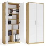 Topeshop Regał Biurowy OLIV 2D 2 Drzwi Do Biura Do Gabinetu Salonu DĄB ARTISAN BIEL | M-MP-R-OLV-2D-ARB | 5900354144083