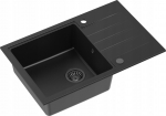 Zlewozmywak GraniteQ PETER 111 zlewozmywak granitowy pure carbon 1-komorowy z/o (78x50x20) z syfonem pure carbon i zaślepką kol. czarny | brak | 5904310995368