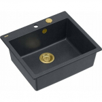 Zlewozmywak GraniteQ MORGAN 110 zlewozmywak black diamond z syfonem Push To Open kol. złoty 1-komorowy b/o + zaczepy 4 szt | brak | 5904310997089