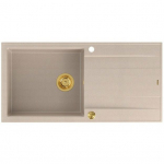 Zlewozmywak GraniteQ EVAN 146 XL GraniteQ zlewozmywak z syfonem Push 2 Open 1-komorowy z/o (1000x500x210, kom. 420x480) pearl beige / elementy złote | brak | 5906954200327