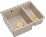 Zlewozmywak GraniteQ LOGAN 150 GraniteQ zlewozmywak pearl beige 56x46x22 cm 1,5-komorowy b/o wpuszczany + syfon manualny miedź save space | brak | 5906954200143