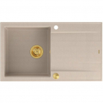 Zlewozmywak GraniteQ EVAN 111 GraniteQ zlewozmywak z syfonem Push 2 Open 1-komorowy z/o (860x500x210) pearl beige / elementy złote | brak | 5906954200389