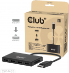 HUB USB Club 3D hub MST (Multi Stream Transport) DisplayPort 1.4 na 4x DisplayPort, Quad monitor, 4x 4K30Hz, 8K30Hz | CSV-7400 | 8719214473679